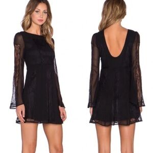 STONE COLD FOX Long Sleeve Lace Dress Goth Gothic Witchy LBD Event Black Size 2